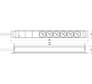 RACK-PROTECTOR-F6-1U-5 - 19" napájecí panel, 1U, 6 x 230 V, přepěťová ochrana - 2