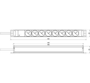 RACK-PROTECTOR-X8-1U - 19" napájecí panel, 1U, 8 x 230 V, přepěťová ochrana - 2