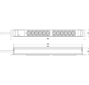 RACK-PROTECTOR-EURO-X12-1U - 19" napájecí panel, 1U, 12 x 230 V, přepěťová ochrana - 2